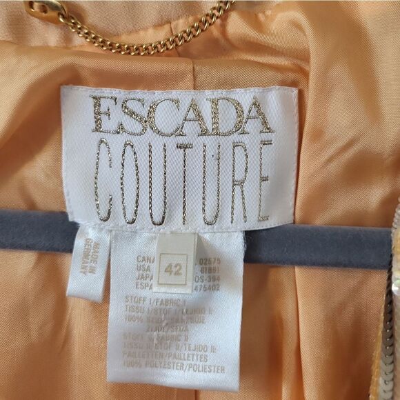 RARE Orange/Gold Vintage Escada Couture Sequin Silk Jacket and Pants - Picture 5 of 10
